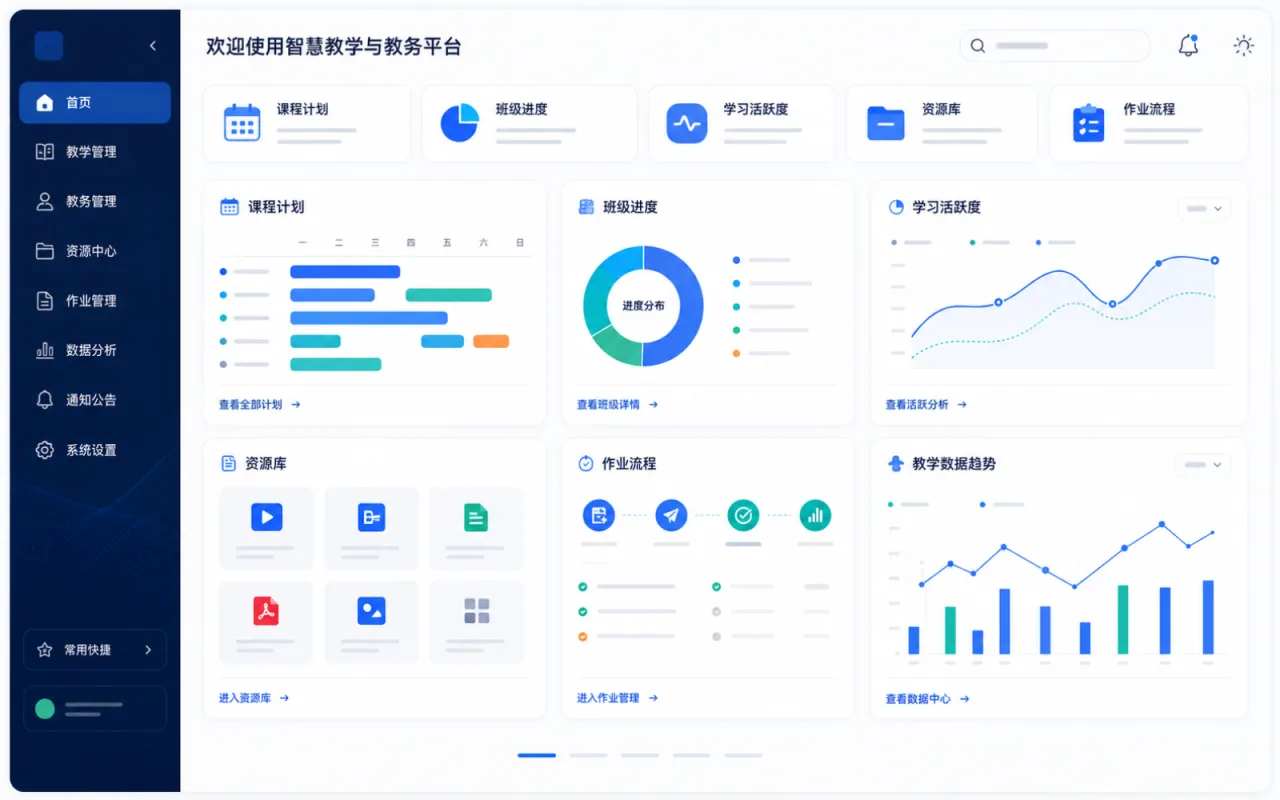教育教学管理平台产品界面示意
